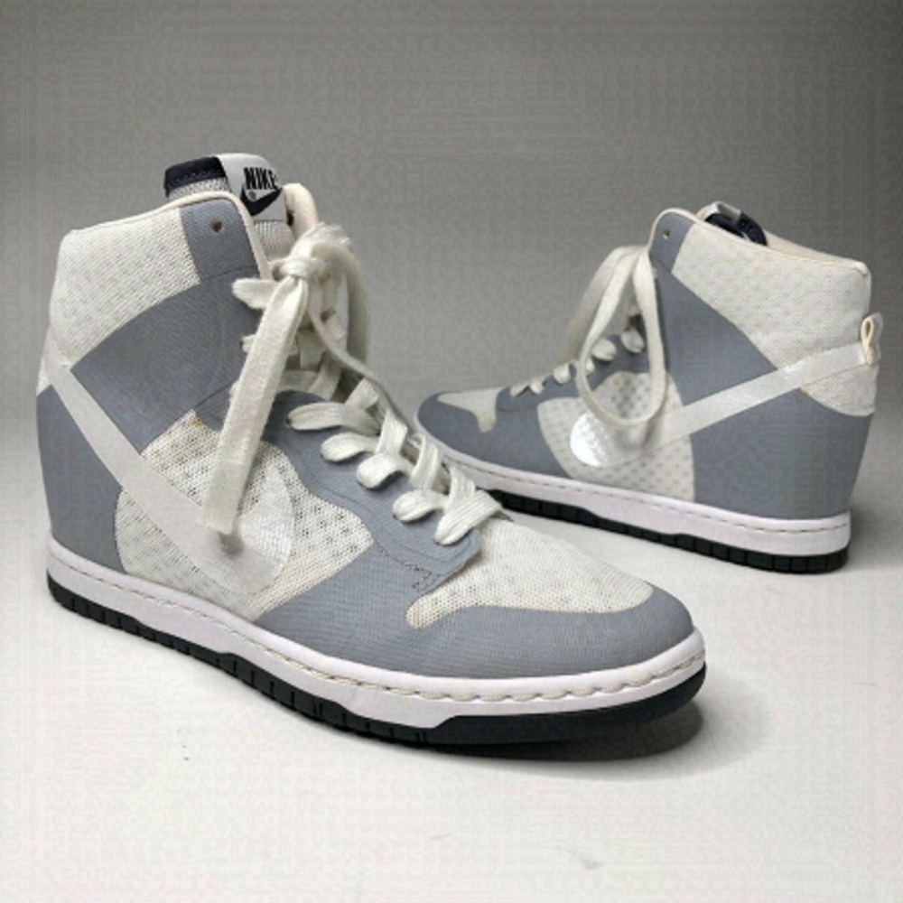 RARE Nike Dunk Sky Hi 2.0 Grey White Mesh Hidden Wedge Lace-up Sneaker Shoes